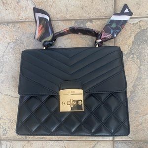 Classic Aldo Wrapped Silk Scarf Handle Mini Handbag